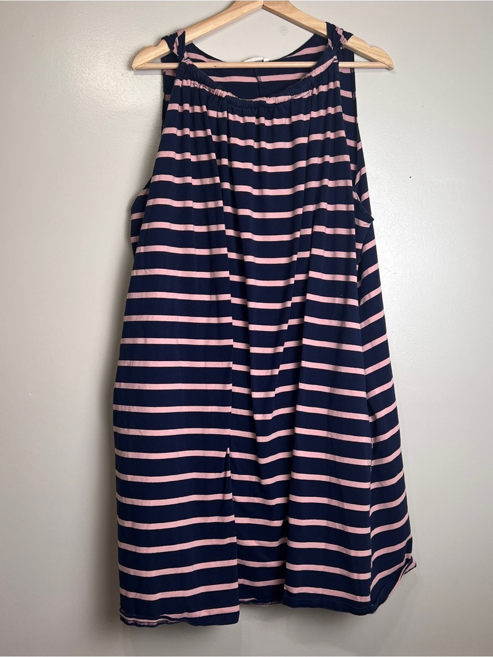 Simple By Suzanne Betro Dress Navy With Pink Stripes, Side Pockets Size 2X, GUC